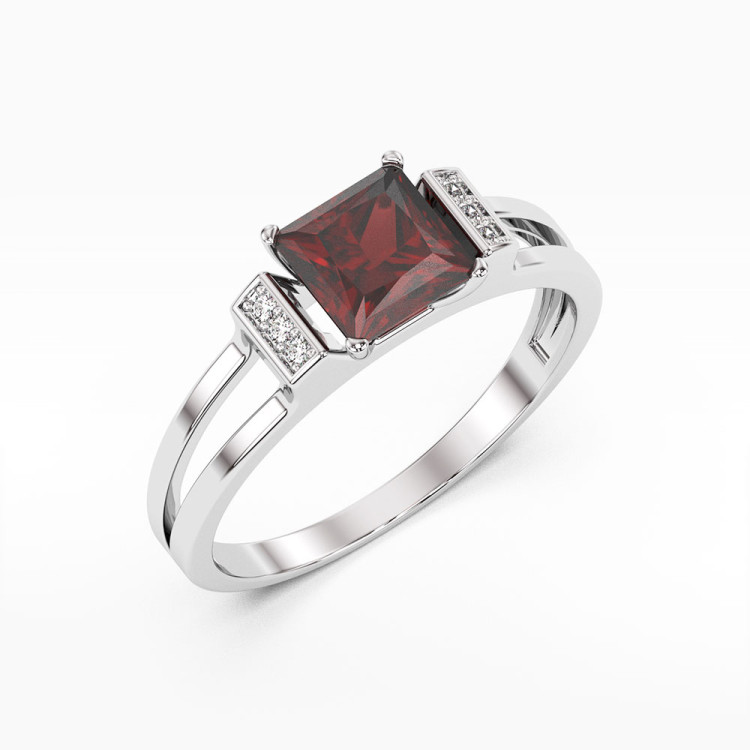 Pierścionek z granatem i diamentami