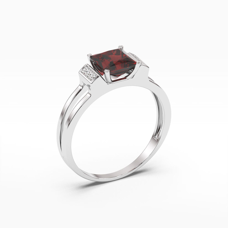 Pierścionek z granatem i diamentami