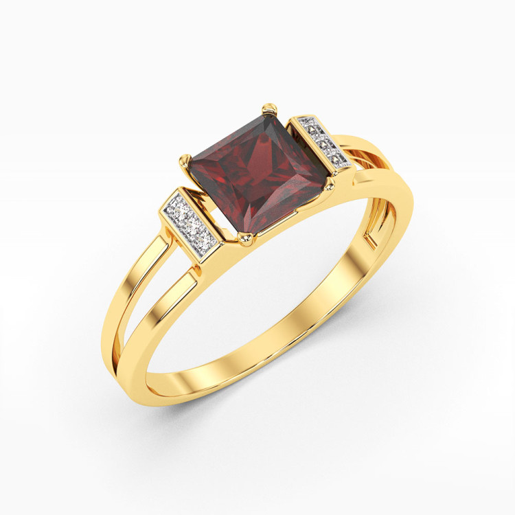 Pierścionek z granatem i diamentami