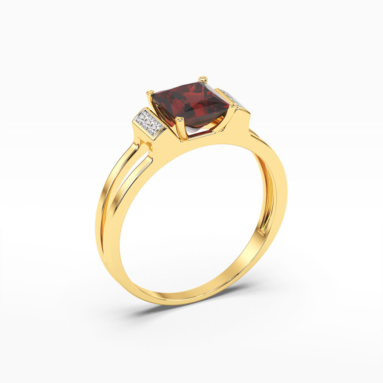 Pierścionek z granatem i diamentami