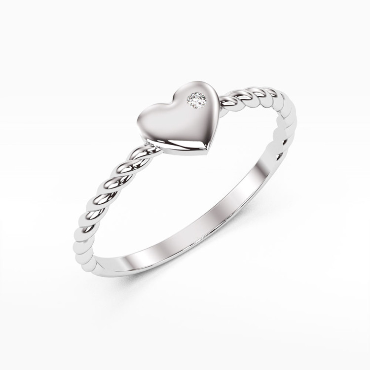 Pierścionek zaręczynowy ze splotem serduszko