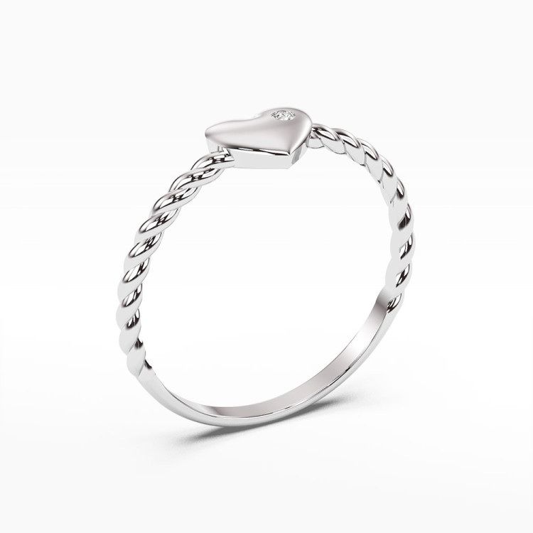 Pierścionek zaręczynowy ze splotem serduszko