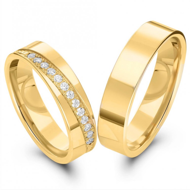 Obrączki ślubne z żółtego złota 5mm płaskie