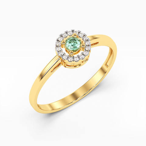 Pierścionek ze złota ze szmaragdem i diamentami