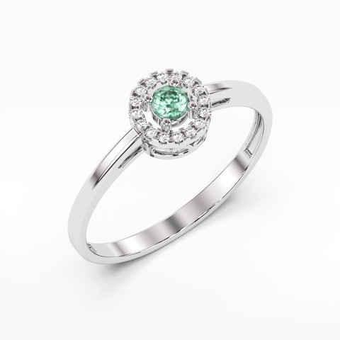 Pierścionek ze złota ze szmaragdem i diamentami