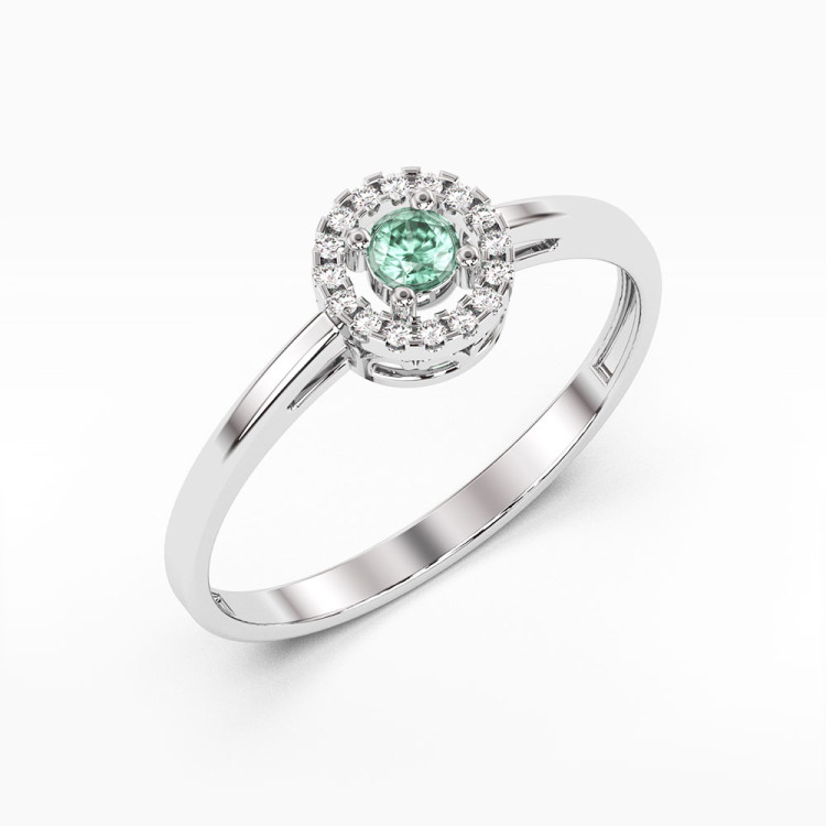 Pierścionek ze złota ze szmaragdem i diamentami