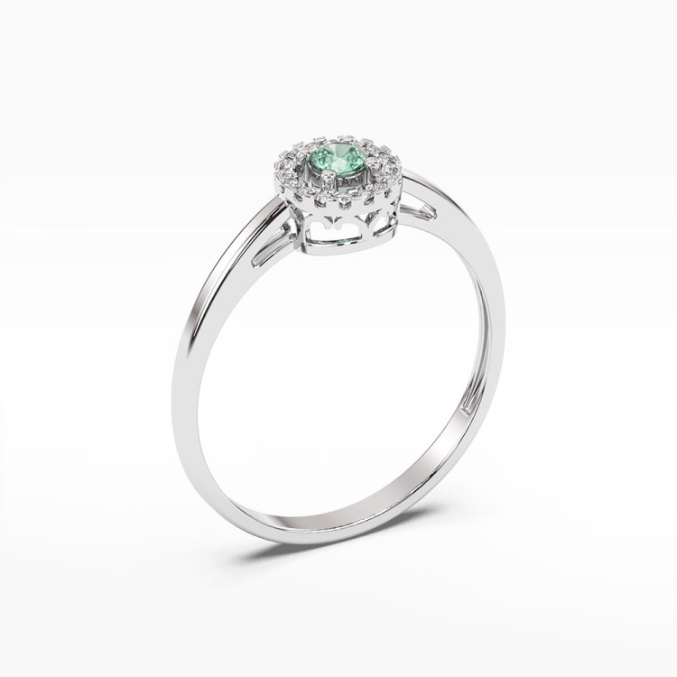 Pierścionek ze złota ze szmaragdem i diamentami