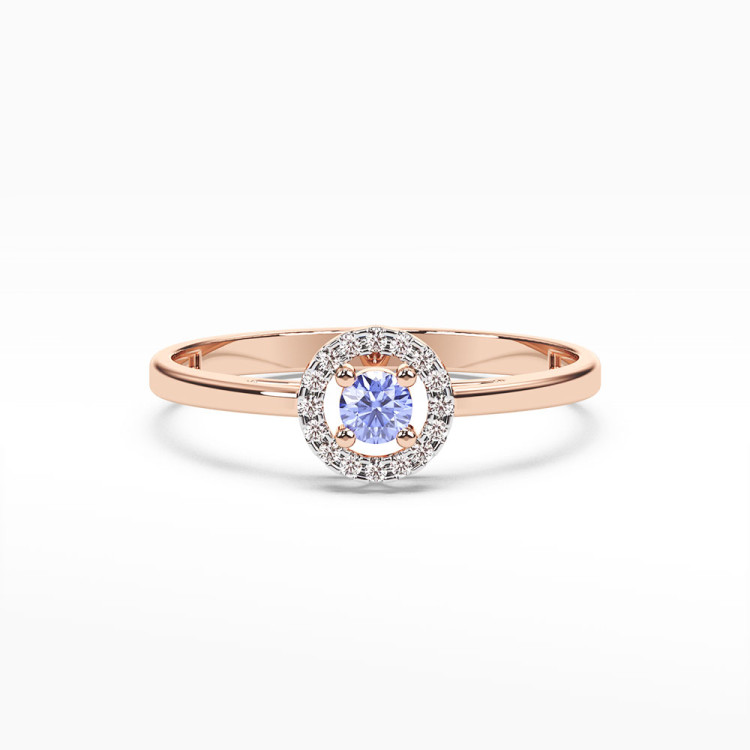 Pierścionek z tanzanitem i diamentami