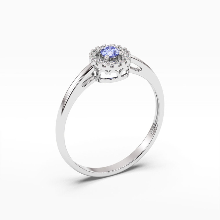 Pierścionek z tanzanitem i diamentami