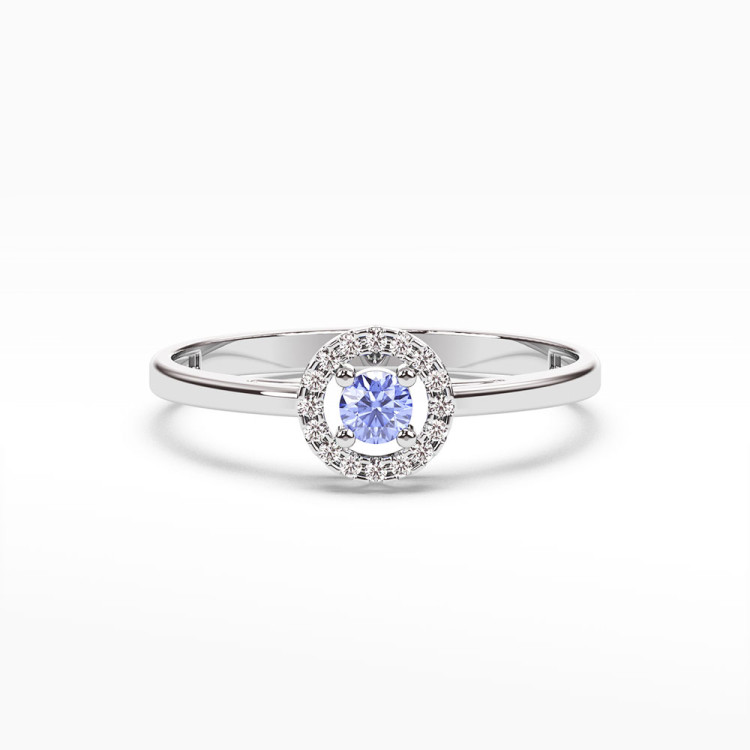 Pierścionek z tanzanitem i diamentami