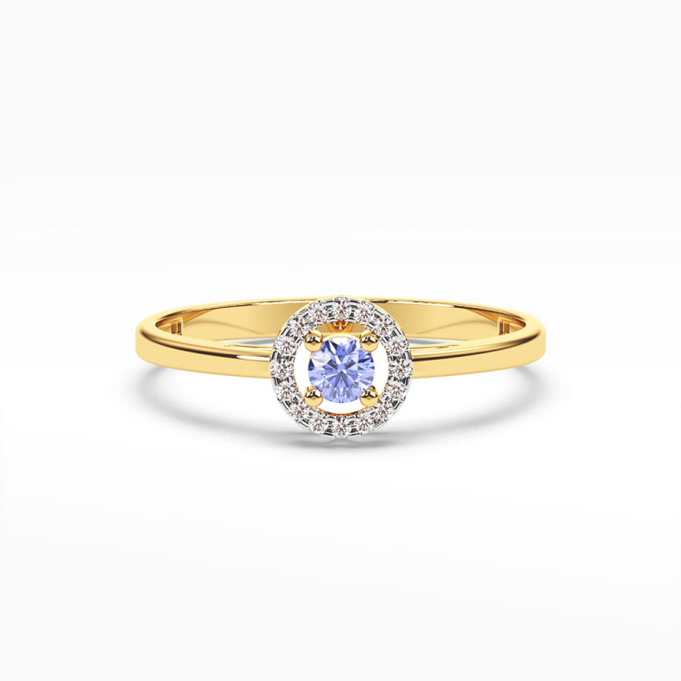 Pierścionek z tanzanitem i diamentami