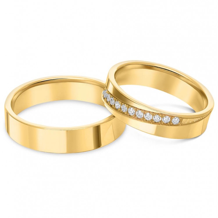 Obrączki ślubne z żółtego złota 5mm płaskie