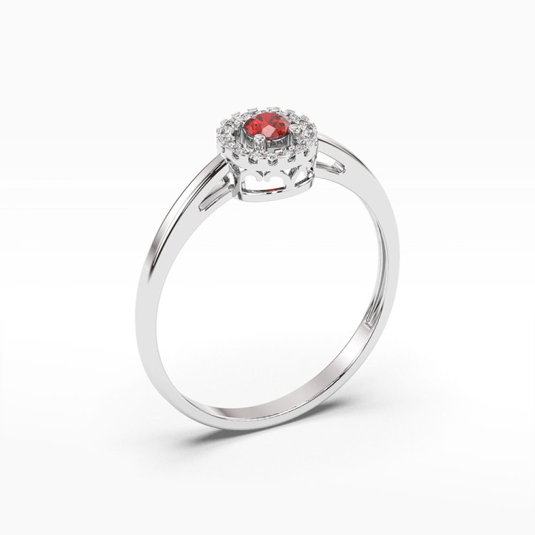 Pierścionek z rubinem i diamentami