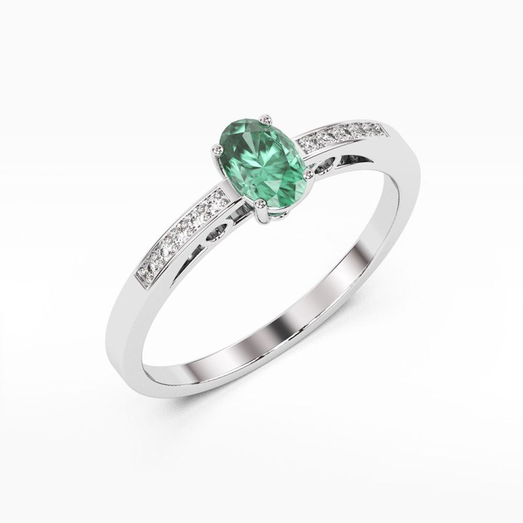 Pierścionek ze złota ze szmaragdem i diamentami