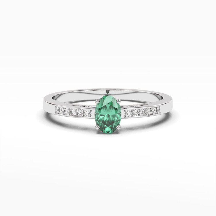 Pierścionek ze złota ze szmaragdem i diamentami