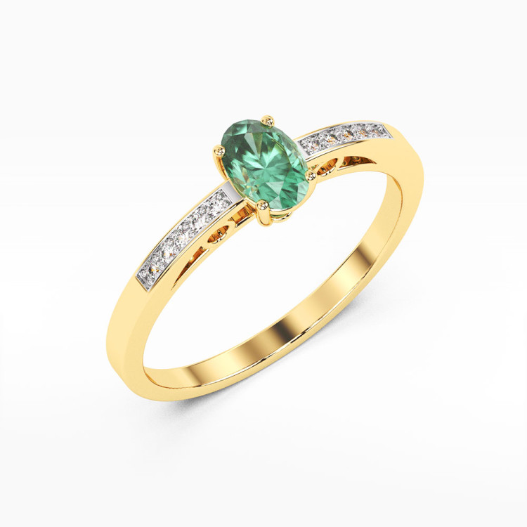 Pierścionek ze złota ze szmaragdem i diamentami