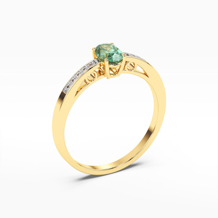 Pierścionek ze złota ze szmaragdem i diamentami