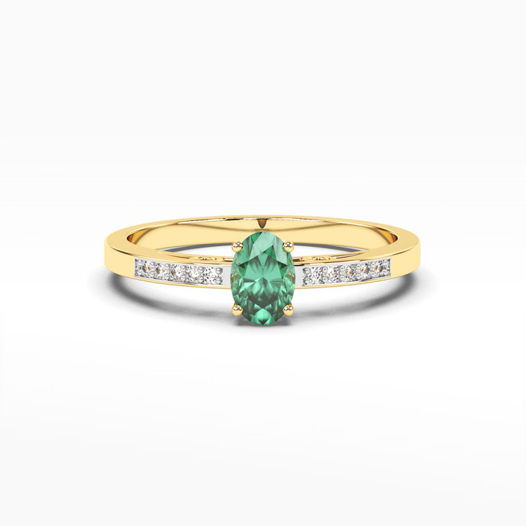 Pierścionek ze złota ze szmaragdem i diamentami