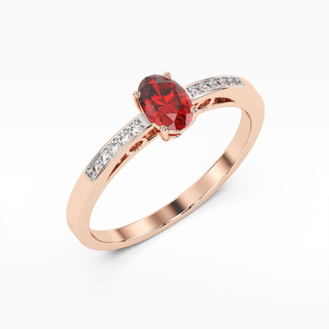 Złoty pierścionek z rubinem i diamentami