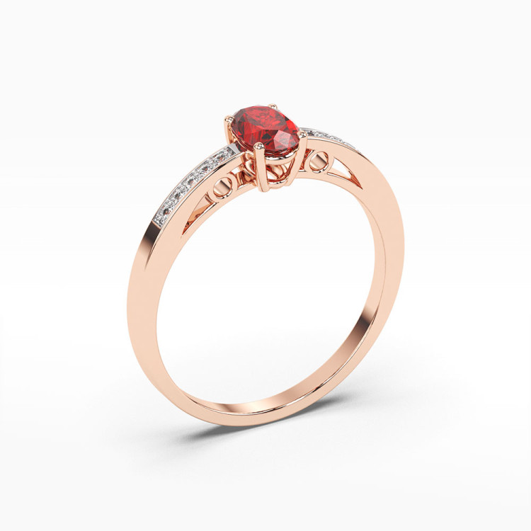 Złoty pierścionek z rubinem i diamentami