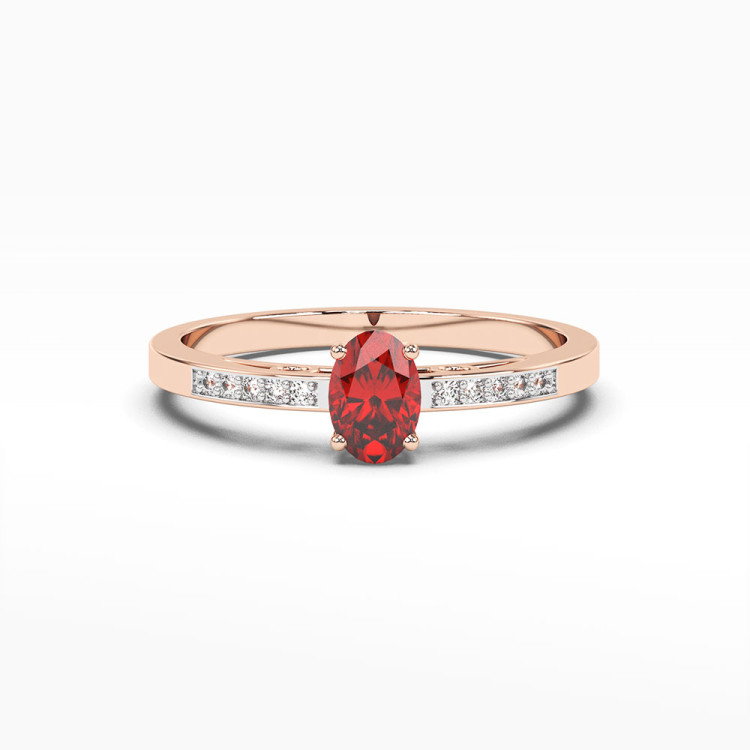 Złoty pierścionek z rubinem i diamentami