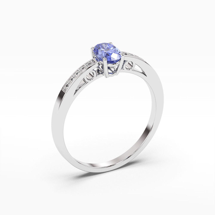 Złoty pierścionek zaręczynowy z tanzanitem