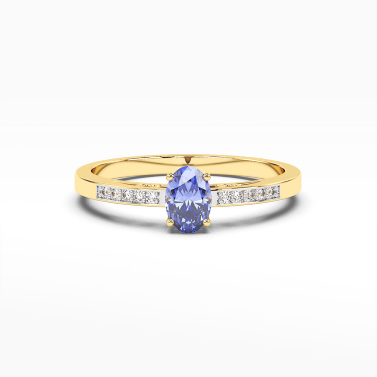 Złoty pierścionek zaręczynowy z tanzanitem