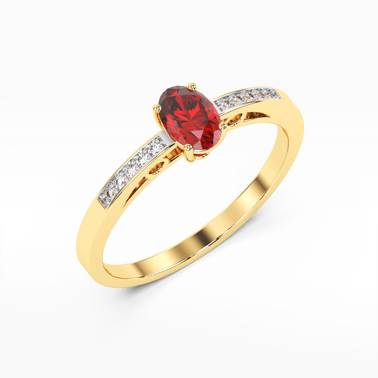 Złoty pierścionek z rubinem i diamentami