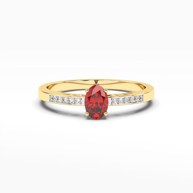 Złoty pierścionek z rubinem i diamentami