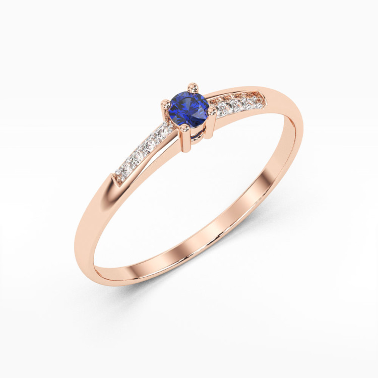 Pierścionek z szafirem i diamentami