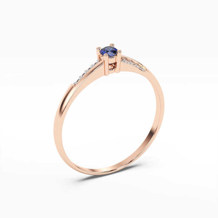 Pierścionek z szafirem i diamentami