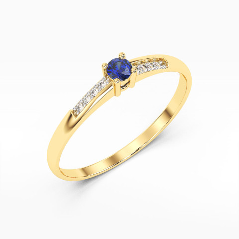 Pierścionek z szafirem i diamentami