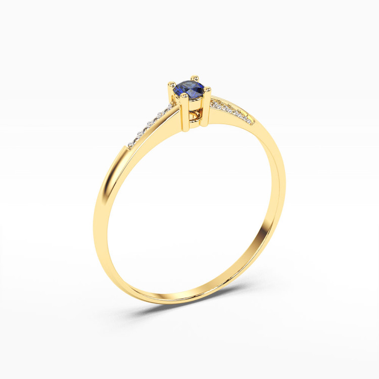 Pierścionek z szafirem i diamentami