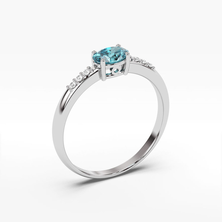 Pierścionek ze złota z topazem i diamentami