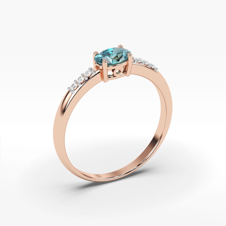 Pierścionek ze złota z topazem i diamentami