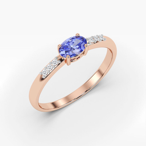 Pierścionek ze złota z tanzanitem i diamentami
