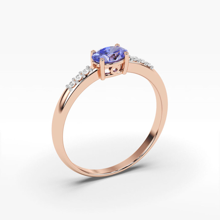 Pierścionek ze złota z tanzanitem i diamentami