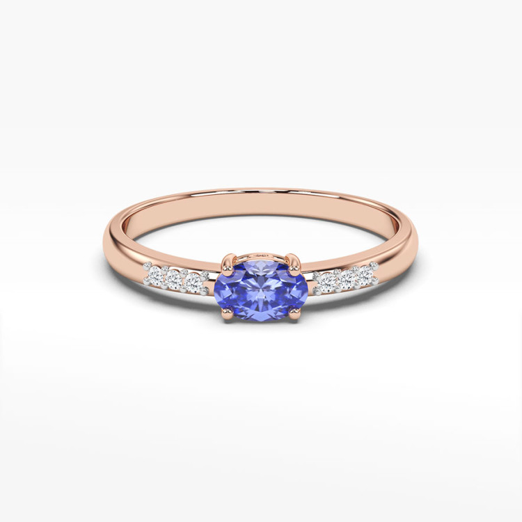 Pierścionek ze złota z tanzanitem i diamentami