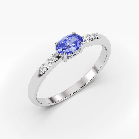 Pierścionek ze złota z tanzanitem i diamentami