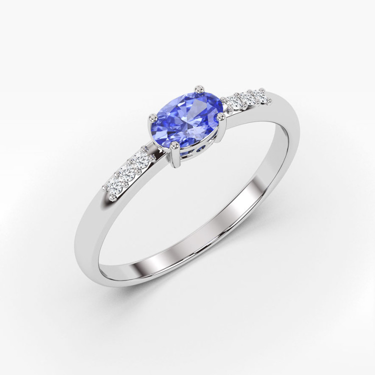 Pierścionek ze złota z tanzanitem i diamentami