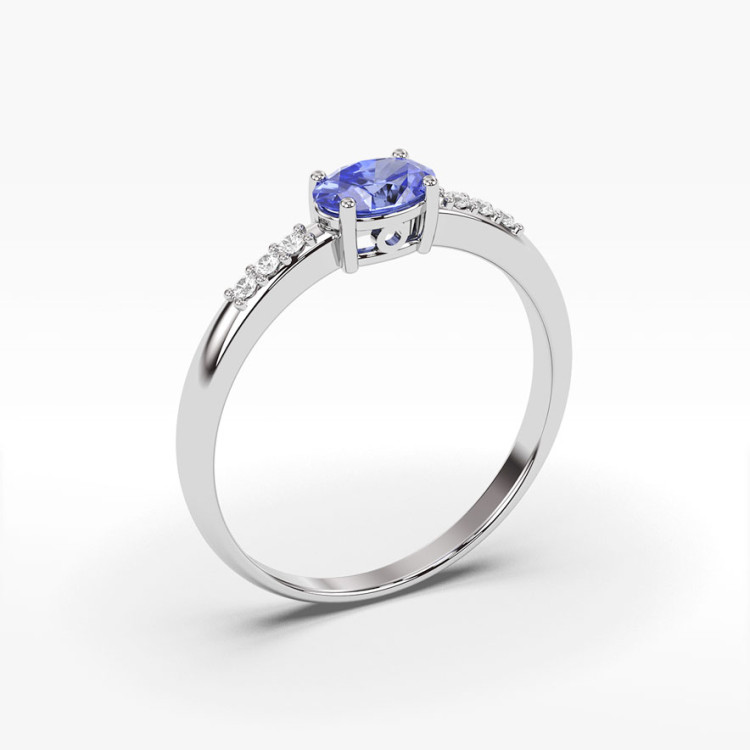Pierścionek ze złota z tanzanitem i diamentami