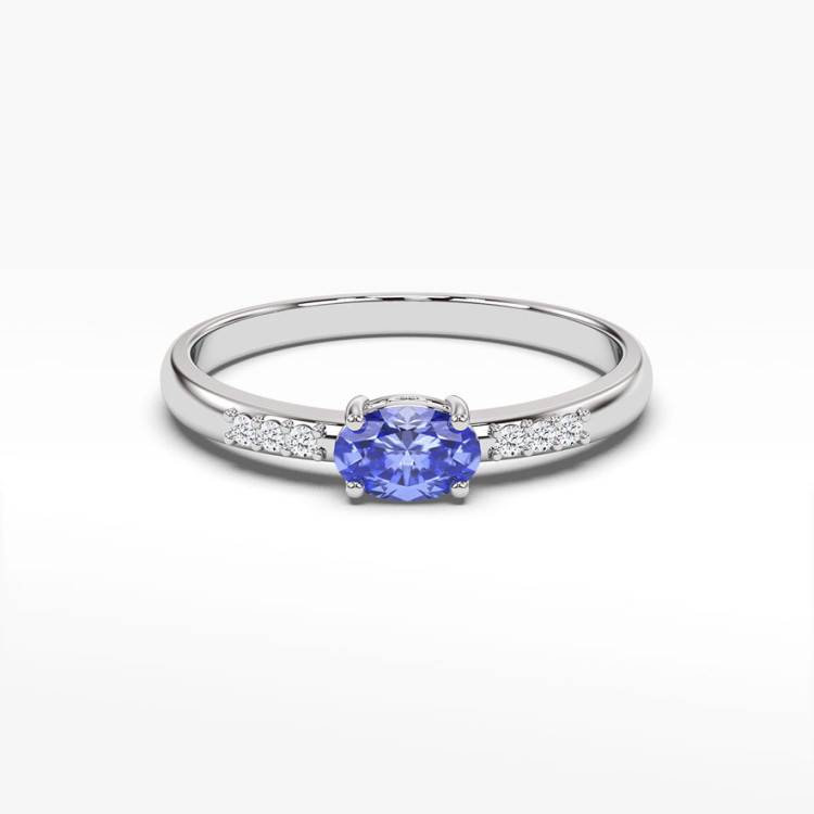 Pierścionek ze złota z tanzanitem i diamentami
