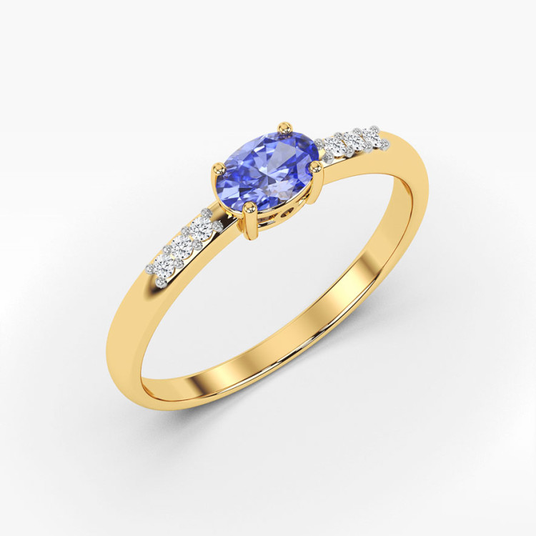 Pierścionek ze złota z tanzanitem i diamentami
