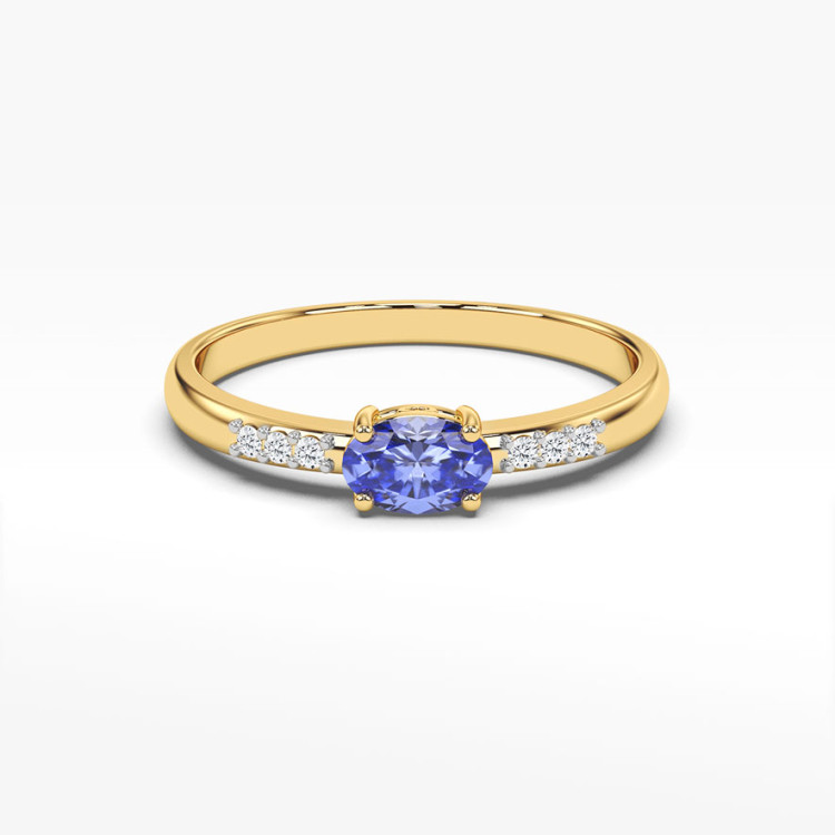 Pierścionek ze złota z tanzanitem i diamentami