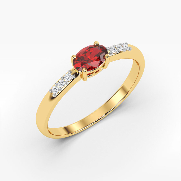 Pierścionek ze złota z rubinem i diamentami