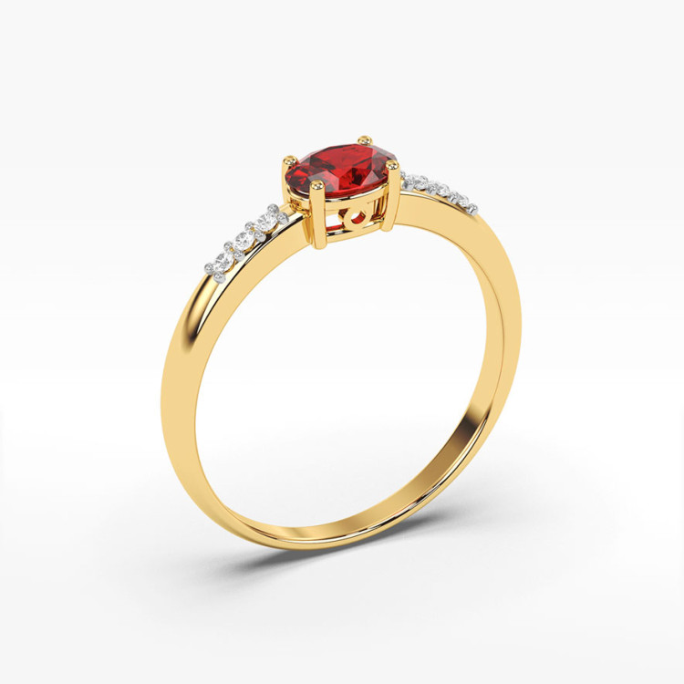 Pierścionek ze złota z rubinem i diamentami