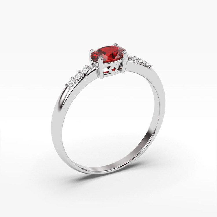 Pierścionek ze złota z rubinem i diamentami