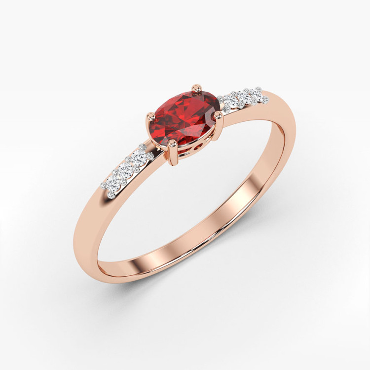 Pierścionek ze złota z rubinem i diamentami