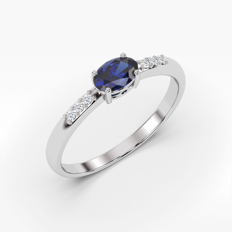 Pierścionek z białego złota z szafirem