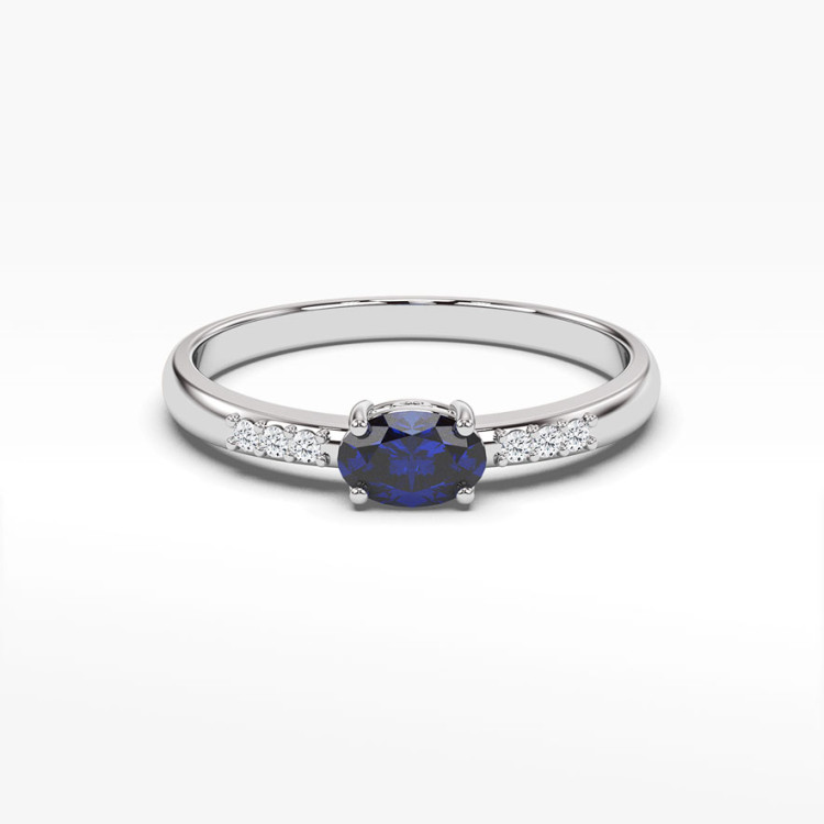 Pierścionek z białego złota z szafirem